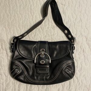 Coach small black leather handbag